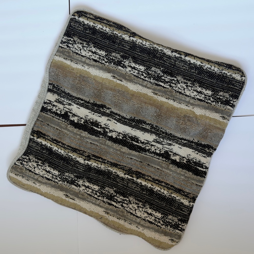 Textured Chenille Abstract Stripe Throw Pillow Cover Black Tan Cream Beige